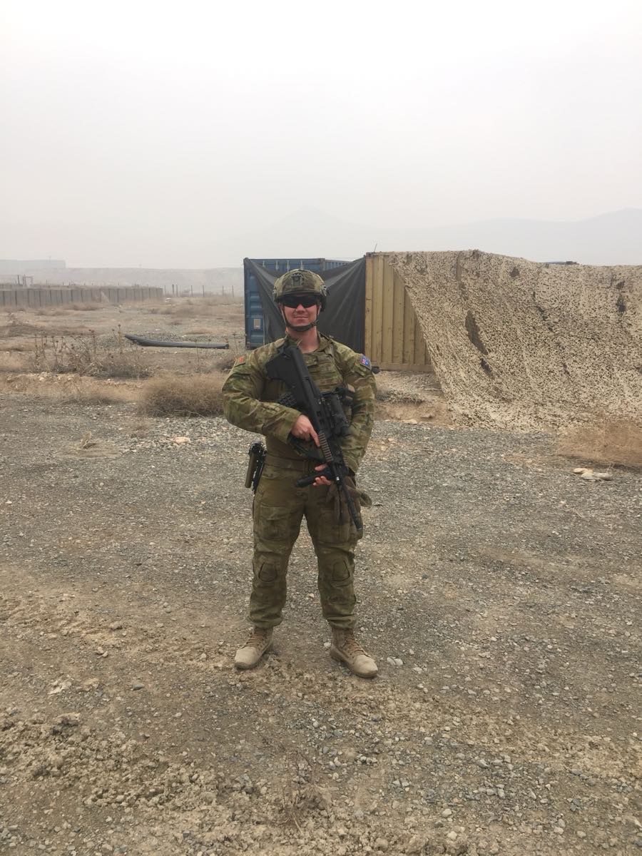 Rhys during his army service with 3 RAR, between 2015 and 2019