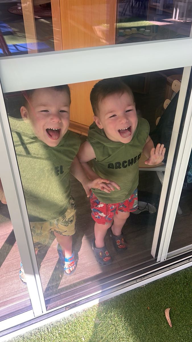 Rhys's twin boys Axel and Archer