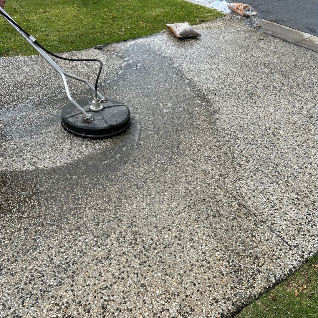 High pressure cleaning in action on a Gold Coast hard surface