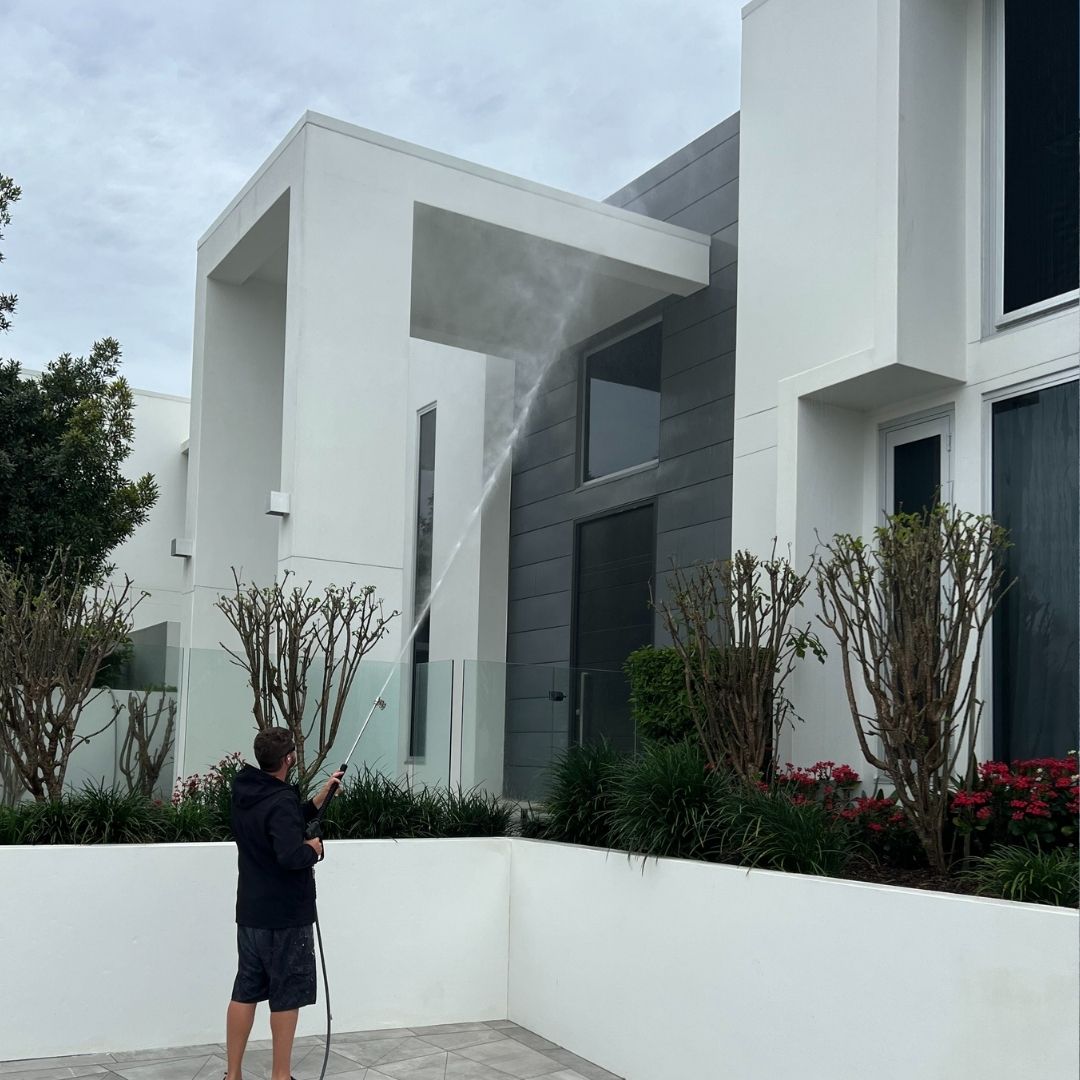 House washing on a Gold Coast home - full exterior soft wash