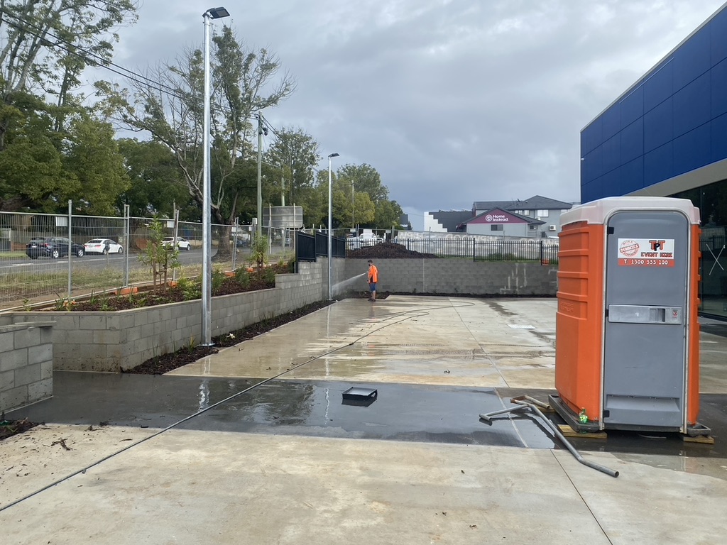 Professional commercial pressure cleaning of a retail car park and car park on the Gold Coast by Zen Window Cleaning.