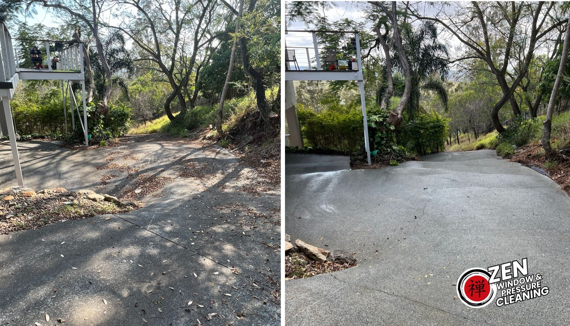 Professional driveway cleaning and concrete restoration on the Gold Coast by Zen Window Cleaning.