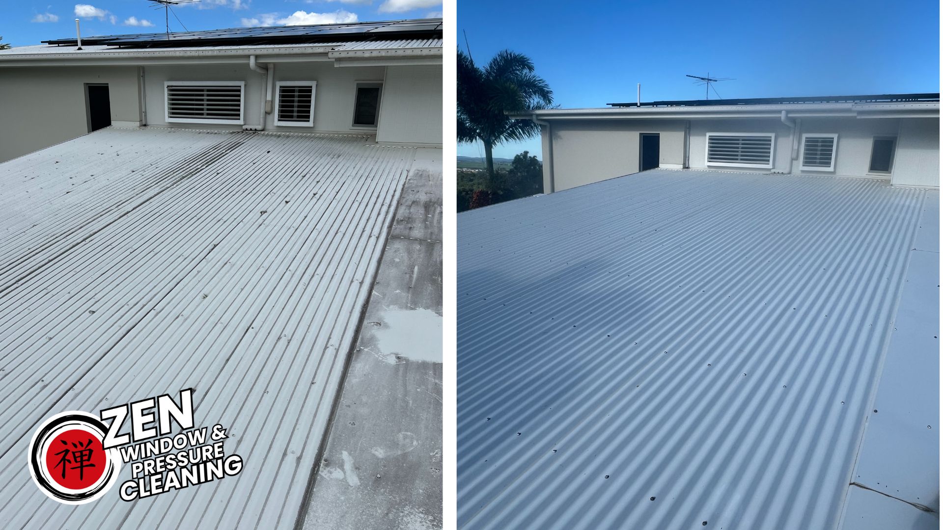 Professional roof cleaning Gold Coast using soft wash and high pressure methods by Zen Window Cleaning.