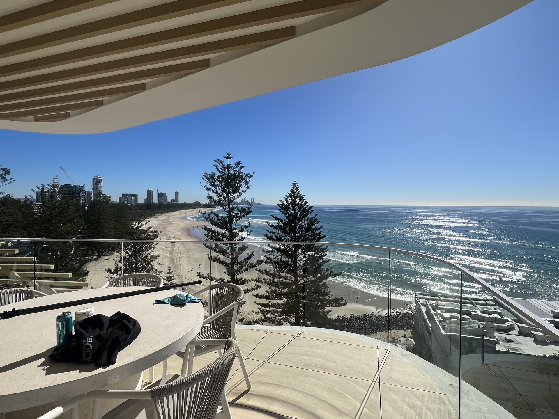 Clean glass balustrade on Gold Coast balcony with clear unobstructed views