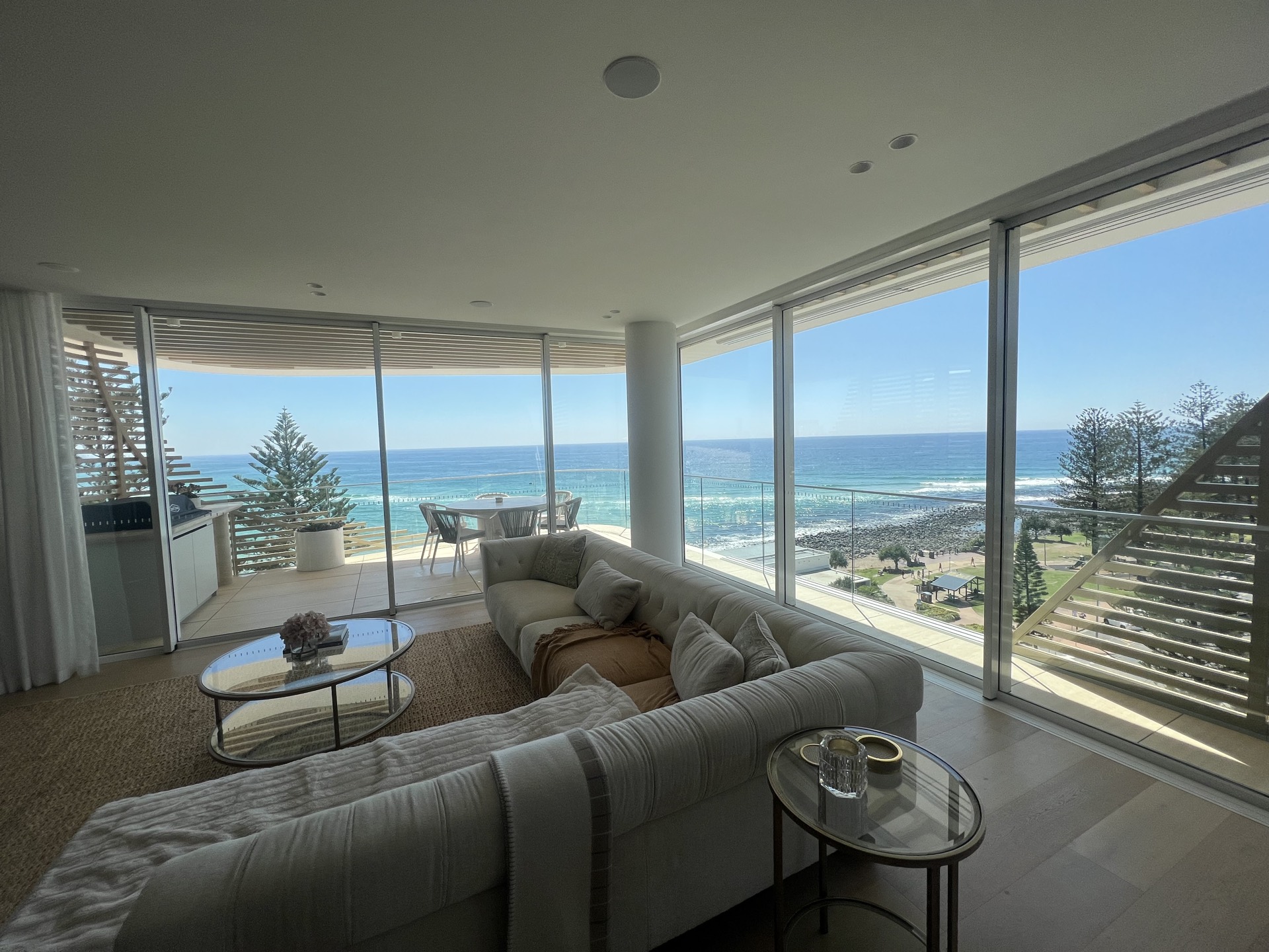 Crystal clear apartment windows with ocean views on Gold Coast high-rise